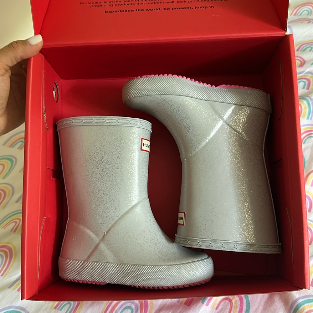 Hunter Kids Silver Rain Boots